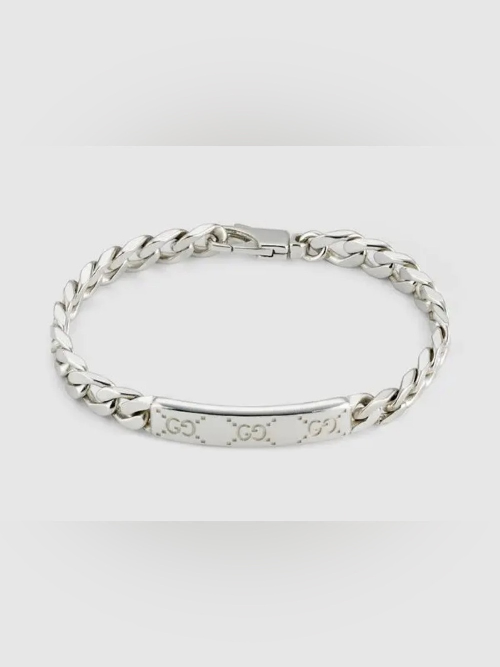 GUCCI Signature Bracelet With Gg Tag GG engraved 925 sterling silver unisex - Picture 1 of 7